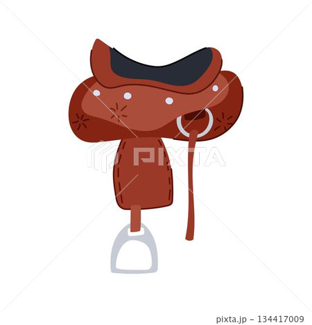 Equestrian horse riding saddle with stirrup illustration Equestrian horse riding saddle with stirrup illustration 134417009