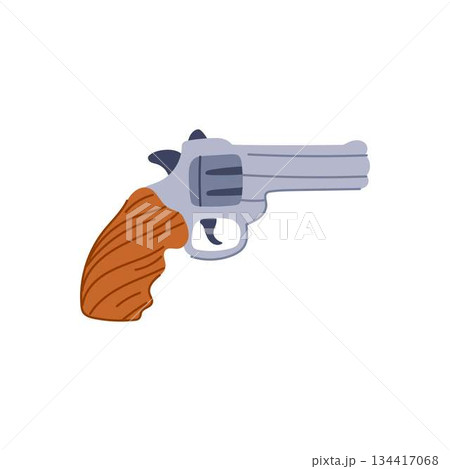 Revolver handgun vector illustration symbolizing threat and protection Revolver handgun vector illustration symbolizing threat and protection 134417068