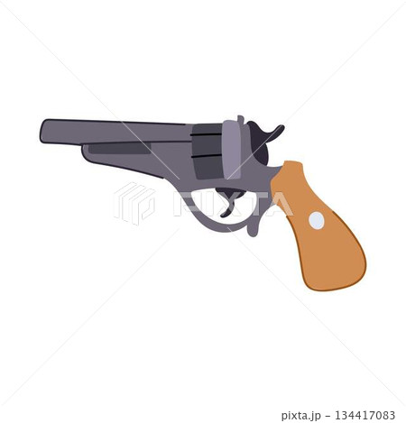 Handgun revolver weapon with brown handle illustration 134417083