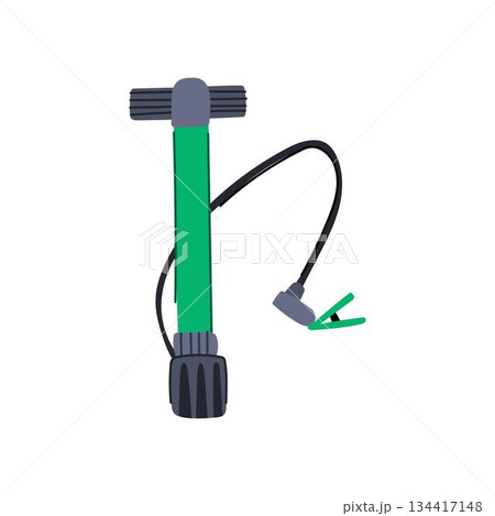 Green bicycle pump inflating outdoor sports equipment illustration Green bicycle pump inflating outdoor sports equipment illustration 134417148
