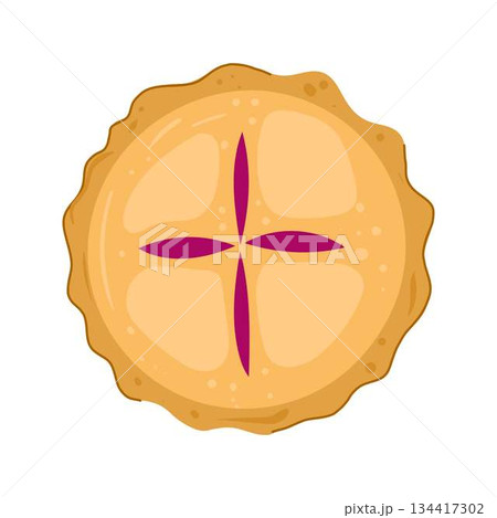 American fruit pie vector illustration top view American fruit pie vector illustration top view 134417302