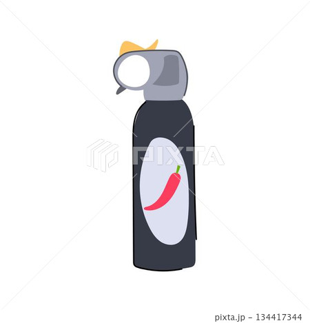 Pepper spray canister showing chili for personal protection Pepper spray canister showing chili for personal protection 134417344