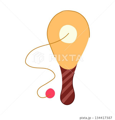 Paddle ball toy representing childhood play and skill development Paddle ball toy representing childhood play and skill development 134417387