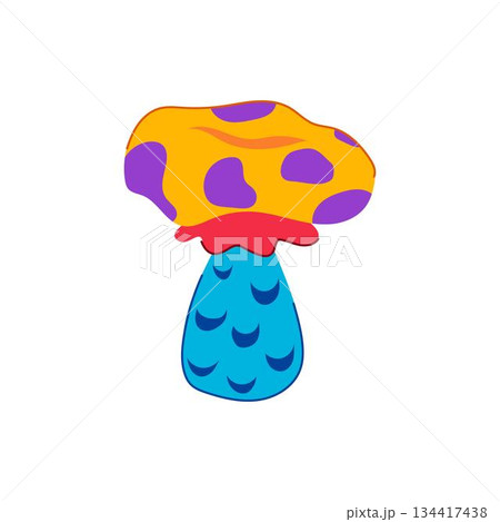 Psychedelic groovy mushroom illustration with vibrant colors Psychedelic groovy mushroom illustration with vibrant colors 134417438