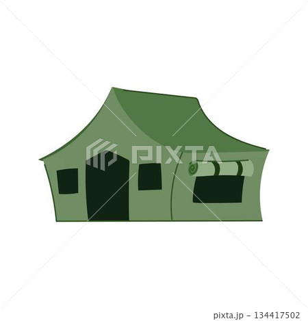 Military tent structure providing temporary shelter outdoors Military tent structure providing temporary shelter outdoors 134417502