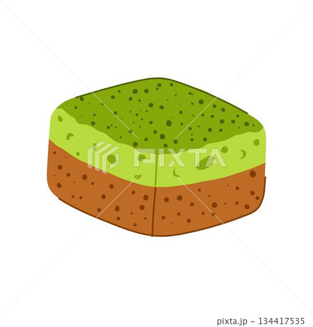 Matcha green tea layered dessert cake illustration 134417535