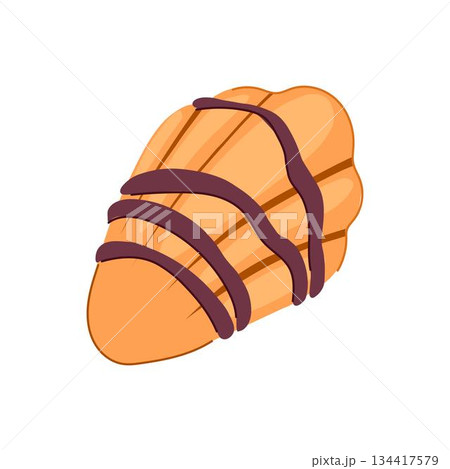Madeleine cookie with chocolate drizzle baking dessert illustration 134417579