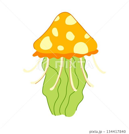 Colorful fantasy jellyfish mushroom cartoon illustration Colorful fantasy jellyfish mushroom cartoon illustration 134417840