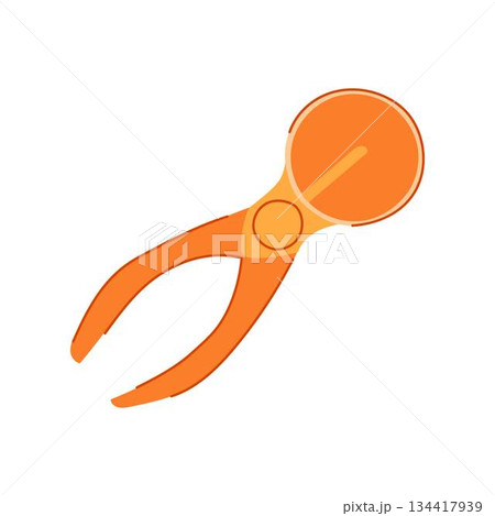 Orange ice cream scoop creating perfect dessert portions 134417939