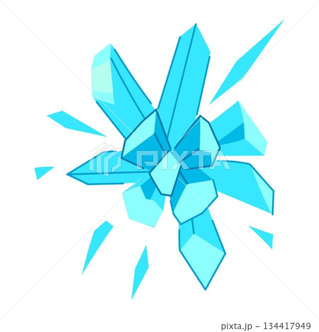 Ice crystal blast shattering with geometric abstract shapes Ice crystal blast shattering with geometric abstract shapes 134417949