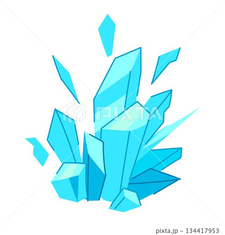 Blue ice crystals shattering and exploding into fragments Blue ice crystals shattering and exploding into fragments 134417953