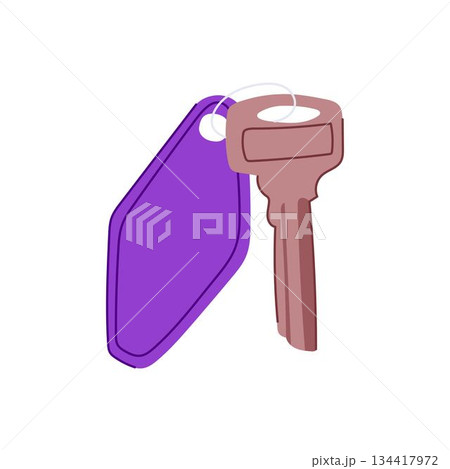 Hotel room key with purple keychain fob Hotel room key with purple keychain fob 134417972