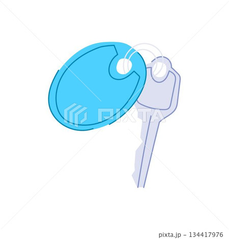 Hotel room key with blank blue keychain tag Hotel room key with blank blue keychain tag 134417976