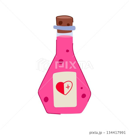 Pink potion bottle for health and recovery 134417991