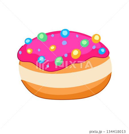 Hanukkah sufganiyah donut with pink icing and sprinkles 134418013