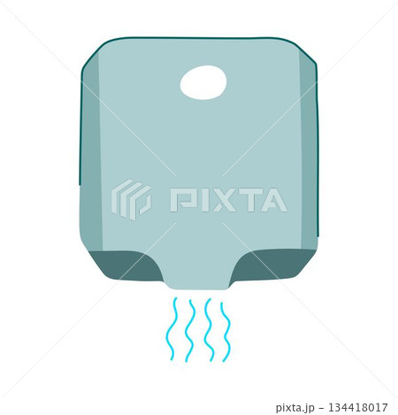 Hand dryer blowing warm air providing restroom hygiene Hand dryer blowing warm air providing restroom hygiene 134418017