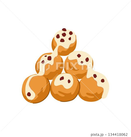 Loukoumades greek donuts with cream and toppings 134418062