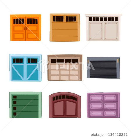 Collection of diverse modern and classic garage door designs 134418231
