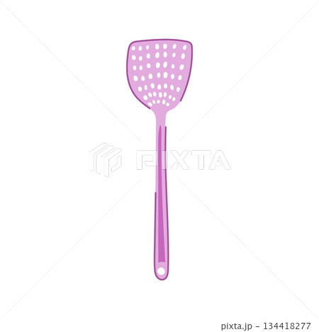 Purple slotted spatula illustrating cooking and kitchen utensil 134418277