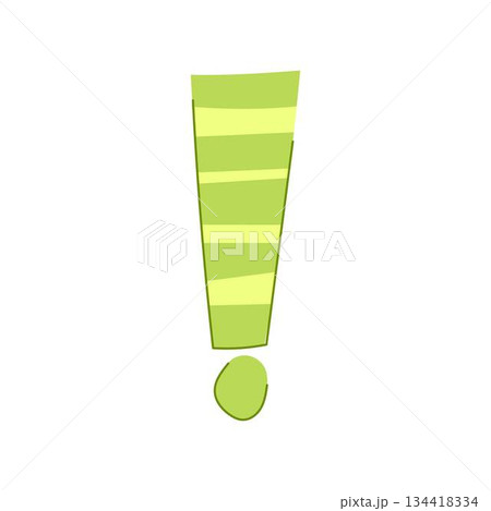 Green striped exclamation mark highlighting important attention concept 134418334