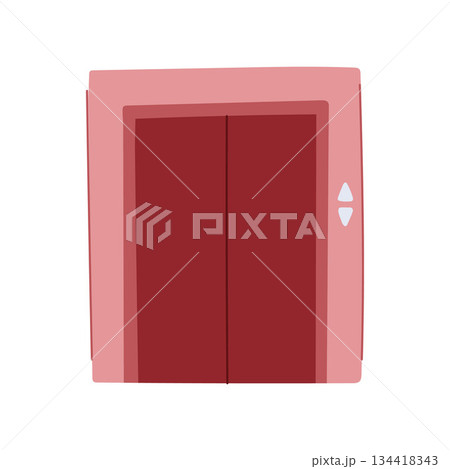 Elevator doors illustration showing up and down buttons Elevator doors illustration showing up and down buttons 134418343