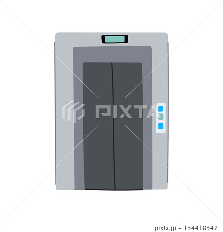 Elevator doors with control panel and floor indicator 134418347