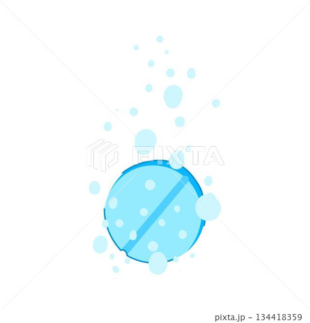 Effervescent tablet dissolving with fizzing bubbles 134418359