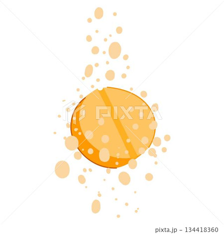 Effervescent tablet dissolving in liquid creating active bubbles Effervescent tablet dissolving in liquid creating active bubbles 134418360