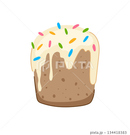 Easter sweet cake with icing and colorful sprinkles 134418383
