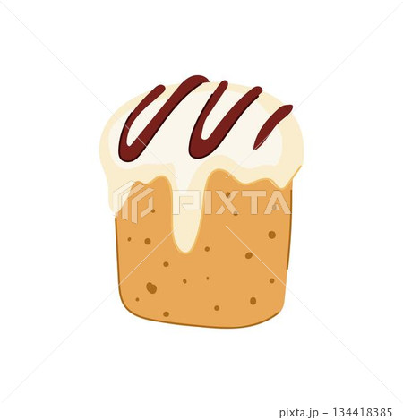 Easter cake icon featuring icing and chocolate syrup Easter cake icon featuring icing and chocolate syrup 134418385