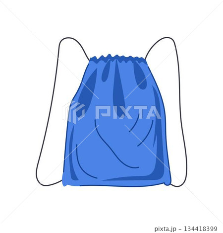 Blue drawstring sack vector illustration for sports and leisure Blue drawstring sack vector illustration for sports and leisure 134418399