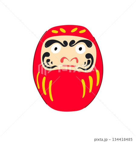 Traditional japanese daruma doll illustration symbolizing good luck Traditional japanese daruma doll illustration symbolizing good luck 134418485