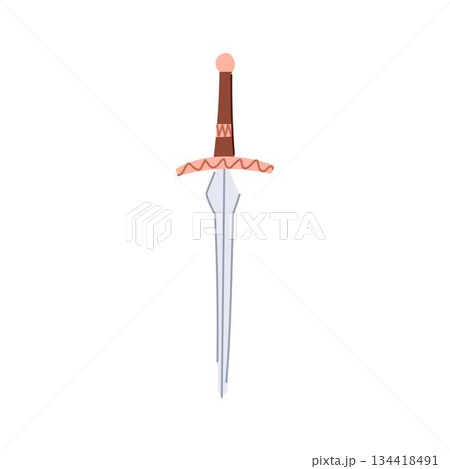 Dagger with ornate hilt and sharp blade illustration 134418491