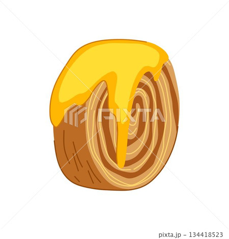 Cromboloni cake roll with sweet yellow frosting Cromboloni cake roll with sweet yellow frosting 134418523