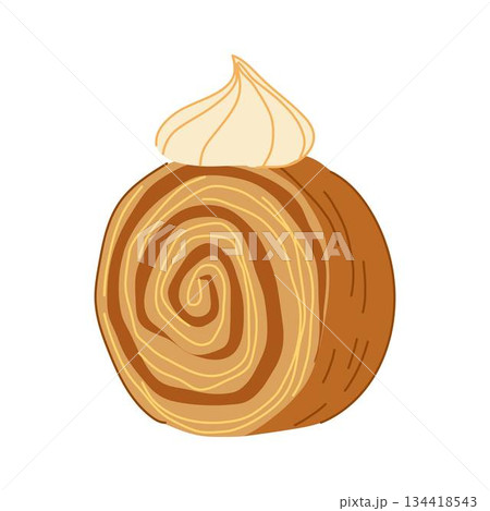 Cromboloni cake pastry with cream swirl illustrating dessert 134418543