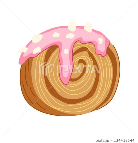 Cromboloni cake with pink icing and white sprinkles Cromboloni cake with pink icing and white sprinkles 134418544