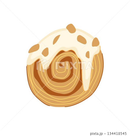 Cromboloni cake illustration with cream cheese frosting and nuts Cromboloni cake illustration with cream cheese frosting and nuts 134418545