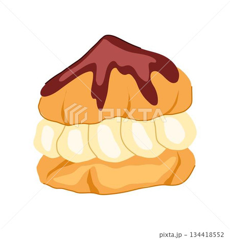 Cream puff dessert illustration with chocolate topping 134418552