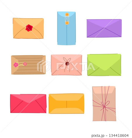 Collection of various sealed envelopes indicating mail communication 134418604
