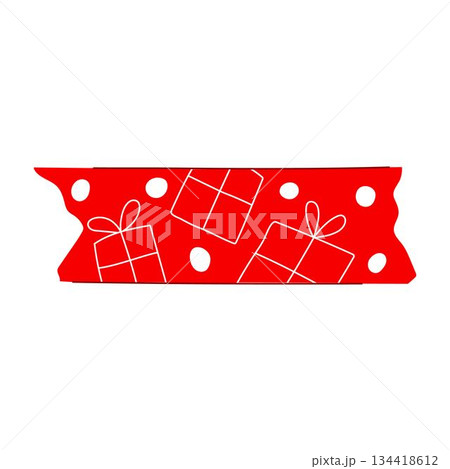 Red christmas washi tape with presents pattern 134418612