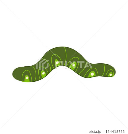 Green caterpillar creating a playful nature illustration 134418733