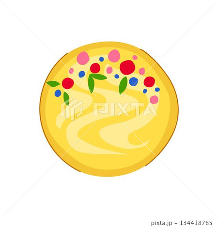 Delicious sweet dessert cake with colorful toppings overhead 134418785