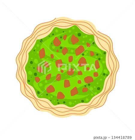 Festive green cake top view with toppings Festive green cake top view with toppings 134418789