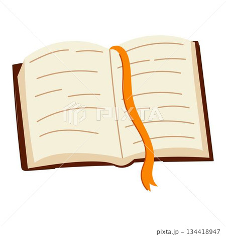 Open book with orange bookmark illustration 134418947