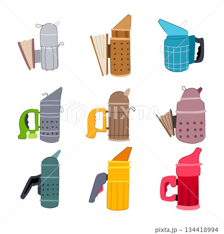 Beekeeping hive smoker tools vector illustration collection 134418994