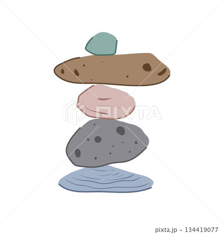 Stacked balancing stones demonstrating stability and harmony 134419077