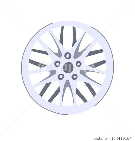 Car alloy wheel radial spokes design illustration 134419164