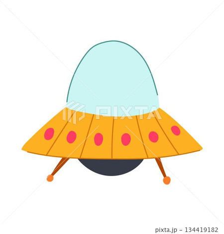 Cartoon flying saucer icon representing alien spacecraft and extraterrestrial travel Cartoon flying saucer icon representing alien spacecraft and extraterrestrial travel 134419182