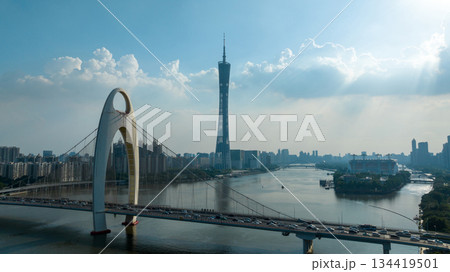 Aerial view of landscape in Guangzhou city, China 134419501