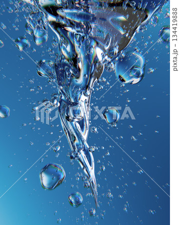 Underwater Spiral Twirl With Air Bubbles, Crystal Blue Ocean Light, and Dynamic Reflections Underwater Spiral Twirl With Air Bubbles, Crystal Blue Ocean Light, and Dynamic Reflections 134419888